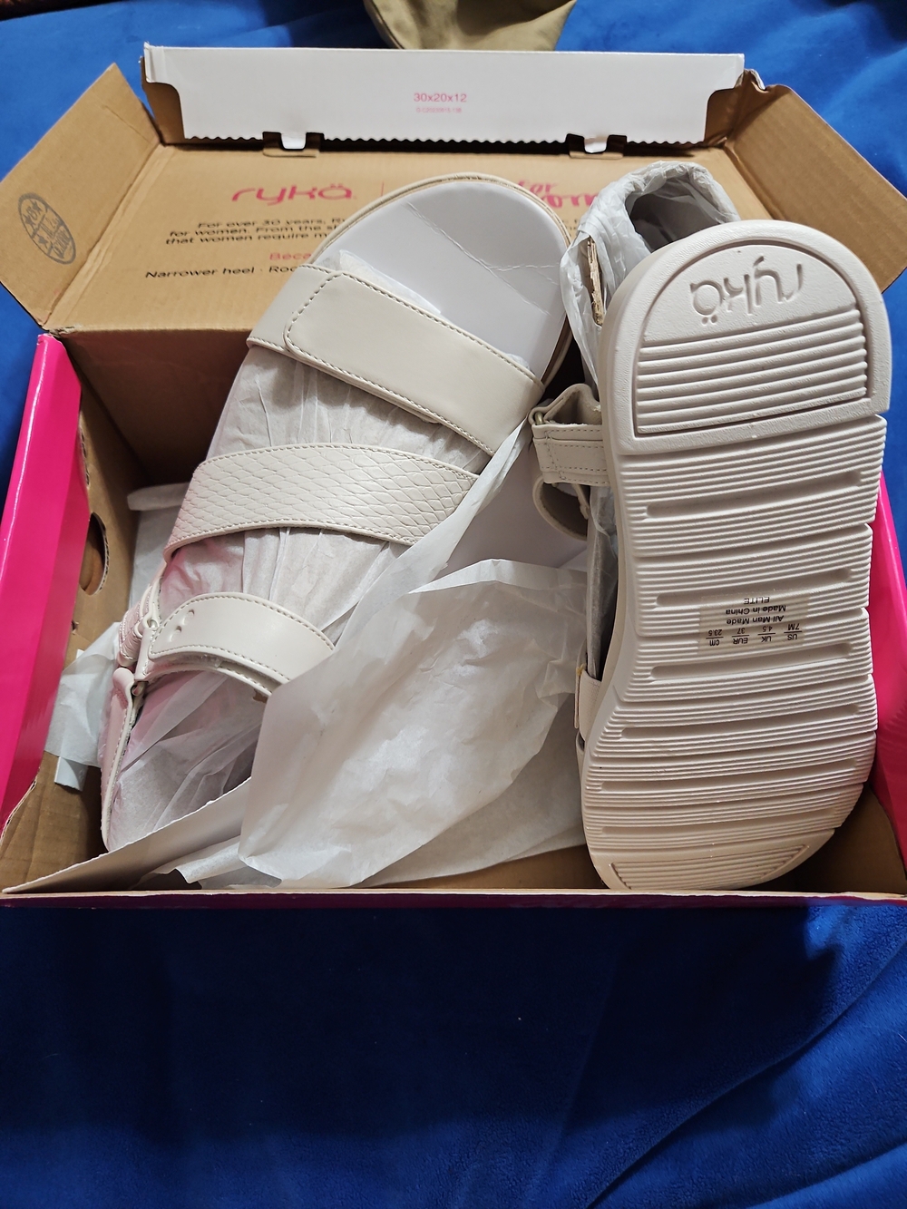 Ryka French Beige Strappy Comfort Sandals